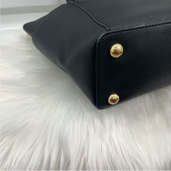 MICHAEL KORS Black Leather Pocket Jet Set Voyager Tote Laptop Work Shoulder Bag - Picture 10 of 10